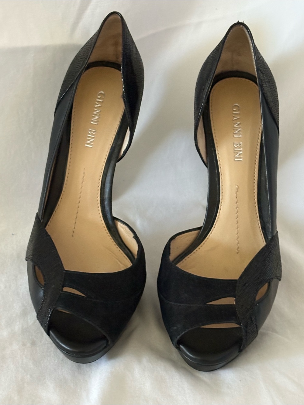 Gianni Bini Black Peep-Toe D'Orsay Heels